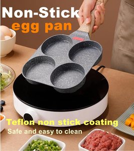 Poêle à œufs carrée polyvalente antiadhésive en métal 4 tasses avec poignée en bois <span class=keywords><strong>pour</strong></span> cuisinières à gaz et à <span class=keywords><strong>induction</strong></span> - Product Image 4