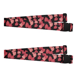 Paquete de 2 Correas de Equipaje Ajustables de Poliéster con Estampado Personalizado de Anthurium de Hawái, Correa Cruzada para Maleta de Viaje - Product Image 2