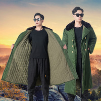Chaud extérieur longs manteaux veste chinois classique armée vert pardessus hommes hiver chaud col de fourrure Trench manteau survêtement