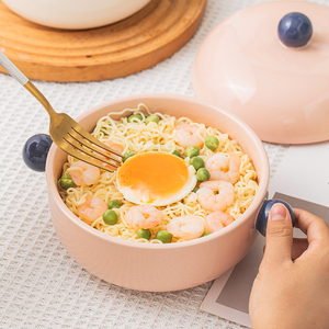 Bol à nouilles en céramique avec <span class=keywords><strong>poignée</strong></span> sphérique Ensemble de bols de service Ramen Bol à mélanger les céréales allant au four - Product Image 5