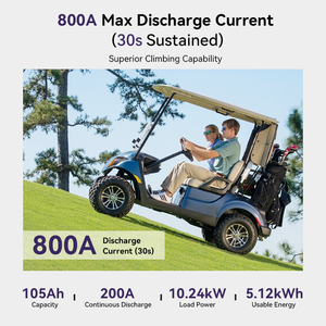 Batterie de chariot de golf Lifepo4 51,2V 105Ah IP67, décharge maximale 800A, <span class=keywords><strong>courant</strong></span> de décharge continu 200A, 10,24 kW, batterie lithium pour chariot de golf - Product Image 2