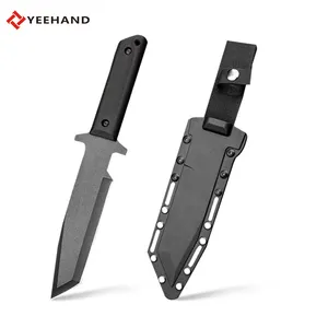 Couteau de chasse à lame fixe en acier noir 5Cr15 de haute qualité avec couteau d'extérieur