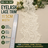 Dentelle en dentelle de coton Chantilly française beige de 11 cm de large pour vêtements, textiles de maison, robes de mariée et accessoires