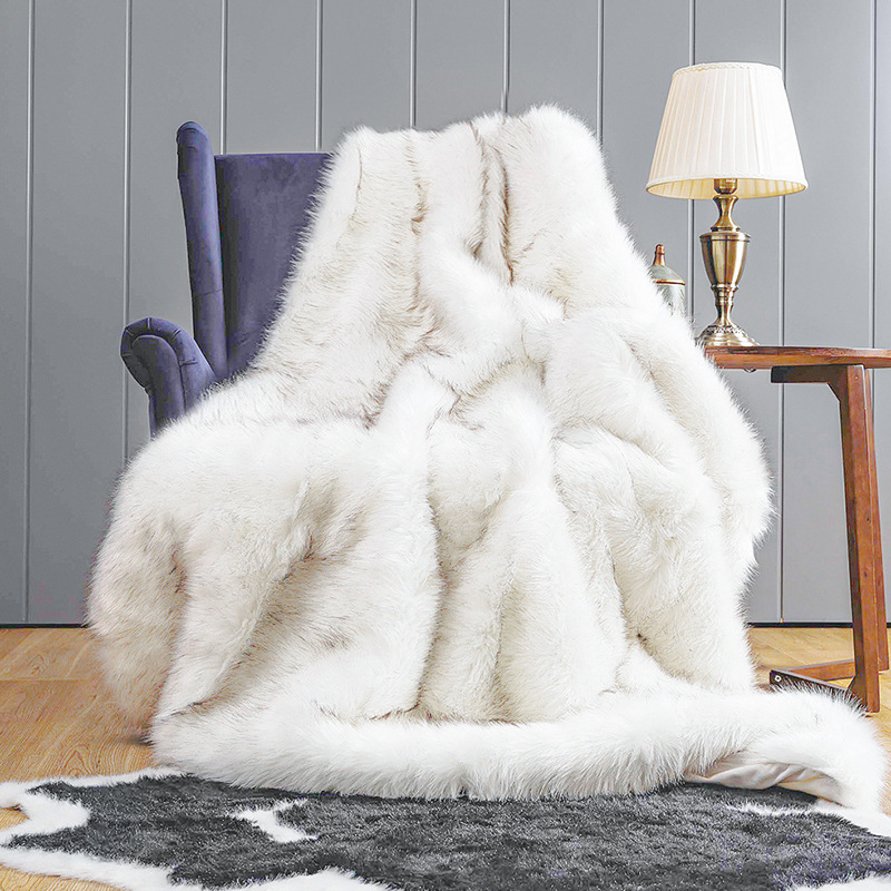 Плюшевое декоративное диванное одеяло, высококачественные искусственные меховые Роскошные теплые Пледы из искусственного лисьего меха
