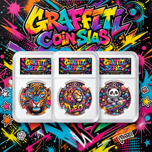 Moneta d'<span class=keywords><strong>arte</strong></span> graffiti in rame puro 999 da 1 oz in porta monete, con rilievo 3D, verniciata UV, effetto proof, da collezione, stile street art - Product Image 1