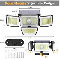 Lámpara de Pared LED de Seguridad con Energía Solar 278/338B - Lámpara Proyectora Multicabezal con Sensor de Movimiento Humano