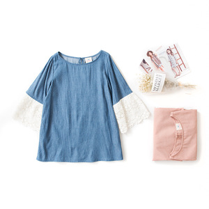 Nouvelle Blouse d'été 2017 pour Fille à Col Rond avec Manches Volants en Dentelle Respirante et Écologique - Product Image 5