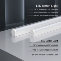 Plafonnier LED linéaire haute efficacité 120lm/W, 2ft 4ft 5ft, 18W 38W 55W, IP20 CRI>80 pour entrepôt, type tube