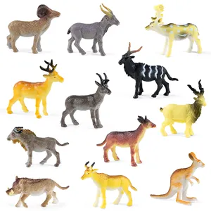 Realistische Tier figur Spielzeug 6cm Plastik Tiers pielzeug Set12 PCS Hirsch ziege für Kinder Kleinkinder