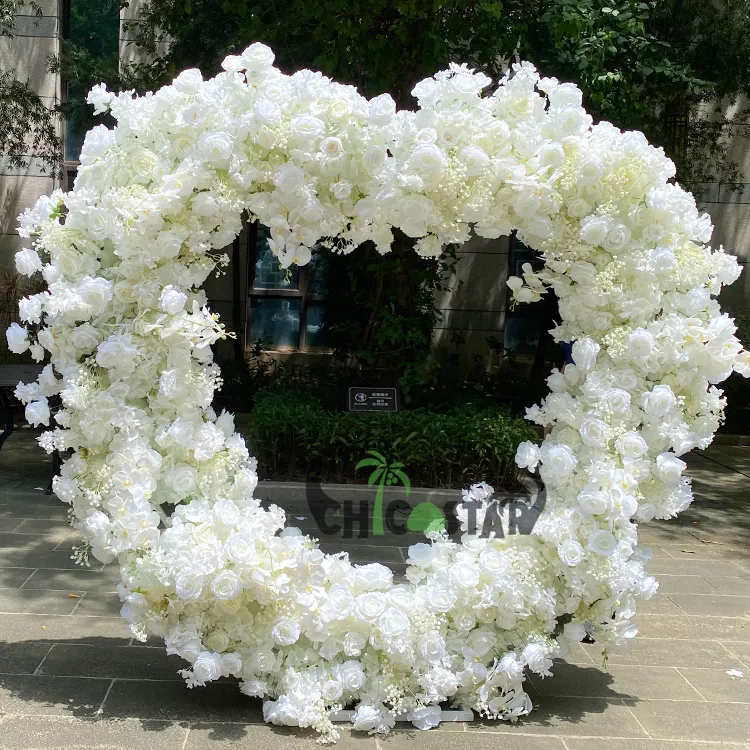Hoge Kwaliteit Zijde Kunstmatige Roos Witte Bruiloft Tafeldecoratie Flower Runner