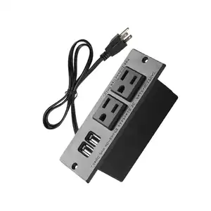 OSWELL Power Strip Socket Cord Furniture Flush Mount Desktop Power Strip with 2 Outlets 2 USB Ports for End Table