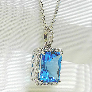 Collana con ciondolo quadrato blu per donna, gioielli semplici e alla moda, regalo di anniversario - Product Image 3
