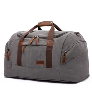 Unisex Large Weekender Overnight Travel Carry On Tote Bag Canvas Big Custom Duffle Bag With Shoe Compartment