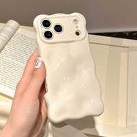 Coque de téléphone en silicone souple antichoc avec motif 3D ondulé couleur crème pour iPhone 17 16 15 14 13 12 11 Pro Max 17 Air