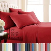 Ensemble de literie, 6 pièces, draps en microfibre ultra-doux avec drap plat surdimensionné et drap-housse profond Queen, 4 taies d'oreiller