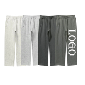 Pantalones de chándal de algodón de rizo de alta calidad, personalizados, extragrandes, de corte recto y pierna ancha, holgados, con efecto apilado, para gimnasio - Product Image 1