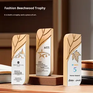 Trofeo <span class=keywords><strong>de</strong></span> Madera con Forma <span class=keywords><strong>de</strong></span> Hoja y <span class=keywords><strong>Estrella</strong></span> <span class=keywords><strong>de</strong></span> <span class=keywords><strong>Cinco</strong></span> Puntas, Premio <span class=keywords><strong>de</strong></span> Gloria para Pico <span class=keywords><strong>de</strong></span> Montaña, Reunión Anual, Placa <span class=keywords><strong>de</strong></span> Aluminio con Impresión UV - Product Image 3