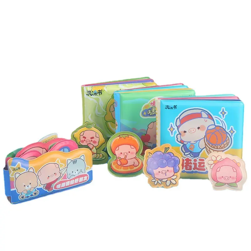 T588 2024 새로운 유행 목욕 책 0-6 세 소녀 인형 옷감 책 어린이 유치원 장난감