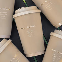 Gobelets à café jetables en papier kraft à double paroi de 8 oz avec logo personnalisé, revêtement PE, recyclables et compostables, couvercle à estampage à chaud