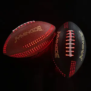 Bola de futebol americano tamanho 3 6 7 9 LED brilhante em couro PU iluminada brilhante no escuro