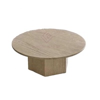 Table basse moderne en travertin rond en marbre de luxe au design personnalisé Table d'appoint pour salon Meubles en pierre naturelle par l'usine