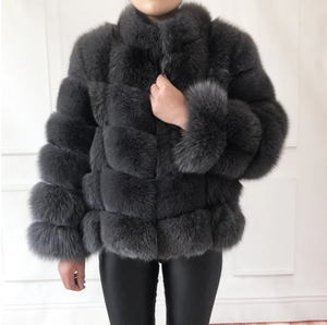 Giacca in Vera <span class=keywords><strong>Pelliccia</strong></span> di Volpe Naturale per <span class=keywords><strong>Donna</strong></span>, Calda <span class=keywords><strong>e</strong></span> Alla Moda, Gilet con Collo Alto, Manica Lunga, <span class=keywords><strong>Cappotto</strong></span> in <span class=keywords><strong>Pelle</strong></span> - Product Image 2