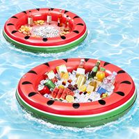 Plateau de service flottant gonflable en plastique en forme de pastèque pour boissons et aliments, idéal pour buffet, piscine et camping