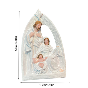 Statue <span class=keywords><strong>de</strong></span> <span class=keywords><strong>la</strong></span> <span class=keywords><strong>Sainte</strong></span> Famille en résine blanche, design arche étoilée, décoration religieuse d'intérieur et d'extérieur, ornement <span class=keywords><strong>de</strong></span> Noël et <span class=keywords><strong>de</strong></span> Pâques - Product Image 6