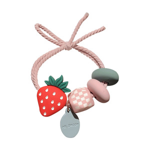 Coletero de pelo estilo coreano con diseño de frutas, lindo y femenino, de alta elasticidad, para moños y coletas, ancho para niñas. - Product Image 5
