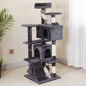 Venta al por mayor de gran tamaño de madera gato escalada marco gato rascador gato Torre árbol casa muebles