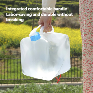 Transparent 10L LDPE Portable <b>Foldable</b> Cube <b>Water</b> <b>Bottle</b> with Spigot Reusable for Outdoor Camping - Product Image 4