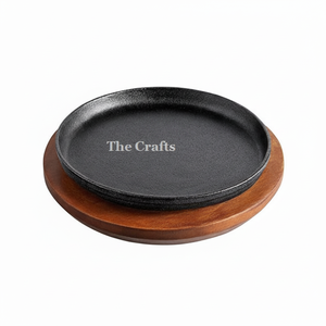 Plato caliente de hierro y madera a granel, plato chisporroteante para fiesta de boda y restaurante, plato chisporroteante para servir comida - Product Image 1