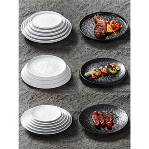 Assiette en mélamine imitation porcelaine, motif rocheux rond, pour cuisine occidentale, pâtes, salades, buffet, usage commercial - Product Image 1