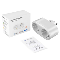 Prise intelligente Tuya Wifi avec télécommande sans fil via l'application Smart Life, 2 prises en 1 avec minuterie