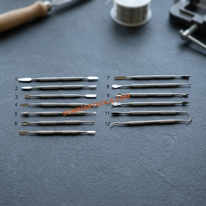 SUNTOOLS/STIPL Stainless Steel Jewelry Wax Carvers/Probes Set 12 Pcs Flat Round <b>Pick</b> <b>up</b> <b>Tools</b> for DIY Engraving Jewellery Making - Product Image 5