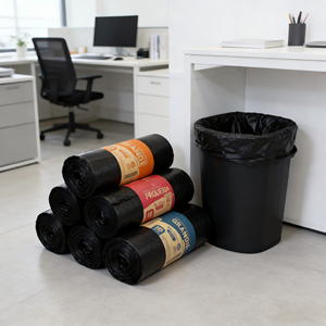 Kangle Custom Size HDPE LDPE Flat Seal Heavy Duty Tie Handle Household Office <b>Kitchen</b> Trash Bin Liner Wholesale Garbage Bag - Product Image 1