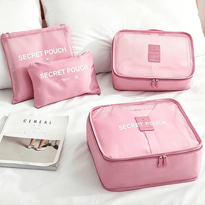 Secret Pouch Travel Organizer Set Pink Rectangle Polyester Clothing Storage Bag for Luggage Shoes Underwear Travel Items - Product Image 1