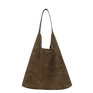 กระเป๋าโท้ทสะพายไหล่ทรงมินิมอลแบบเปิดด้านบน ทำจากหนังกลับเทียม ทนทาน พับเก็บได้ ขนาดใหญ่ จุของได้เยอะ สไตล์วินเทจทรงโฮโบ - Product Image 2