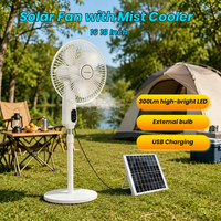 Ventilateur solaire sur pied de 16 à 18 pouces pour usage extérieur, mode vent naturel, extension d'ampoule externe, hauteur réglable, double sortie USB