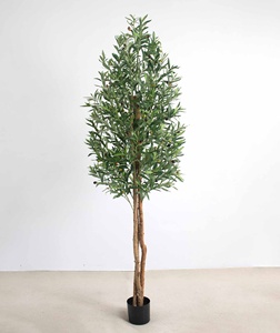 Arbre d'<span class=keywords><strong>olivier</strong></span> artificiel multi-tiges en plastique vert de 40 cm/210 cm, plante artificielle en pot pour la décoration de bureaux, d'expositions et de mariages - Product Image 3