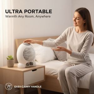Calefactor Eléctrico de 2000W con Termostato Ajustable, de Escritorio, Protección Contra Sobrecalentamiento, Material Plástico, con Enchufe VDE, en Stock - Product Image 2