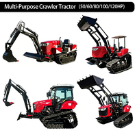 Tractor Agrícola de Alta Potencia 50/60/80/100/120HP Diésel con Orugas de Goma, Máquina Agrícola de Servicio Pesado con Bomba y Engranajes