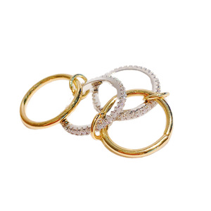 Geometric <b>Stacked</b> <b>Ring</b> Gold And <b>Silver</b> Two Tone Channel Setting Women's Fashion Jewelry Anniversary Gift - Product Image 5