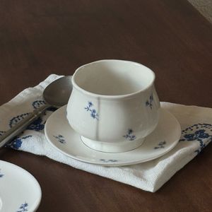 برطمان قهوة سيراميك رومانسي عتيق بالزهور وغطاء صحن كوب يدوي برطمان شمع علاج بالروائح العطرية برطمان سكر لحفلات الشاي والحلويات - Product Image 2