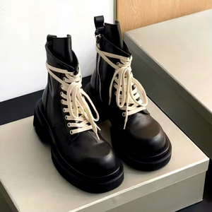 Designer Unisex Side Zipper Laced Platform Ankle <b>Boots</b> High Quality Casual Couple Black Trendy Streetwear Winter Summer Steel - Product Image 1