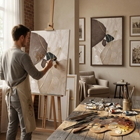Peinture à l'huile Art Déco blanche 100% faite à la main, sur toile de coton 450 GSM, format personnalisé, en rouleau, pour la maison, Chine, vente en gros et dropshipping