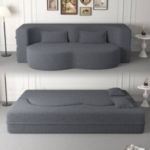 Modernes Konvertierbares Stoff-Schaumstoff-Schlafsofa mit 2 Kissen Umweltfreundliches Verstellbares Tragbares Design 15 Zoll Vollgröße Klappbar - Product Image 2