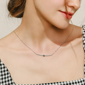 Collar de cadena de eslabones elegante con estrellas Vintage, colgante de turquesa de Plata de Ley <span class=keywords><strong>100</strong></span>% 925 para mujer, joyería de regalo de Navidad - Product Image 3
