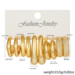 Joyería de Moda, Juego de Aretes Geométricos, Aros y Broqueles en Oro y Plata, para Fiestas - Product Image 4