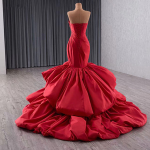 Jancember 241137 Hermosos vestidos de fiesta de noche de sirena delgada con pliegues de satén con lazo - Product Image 5